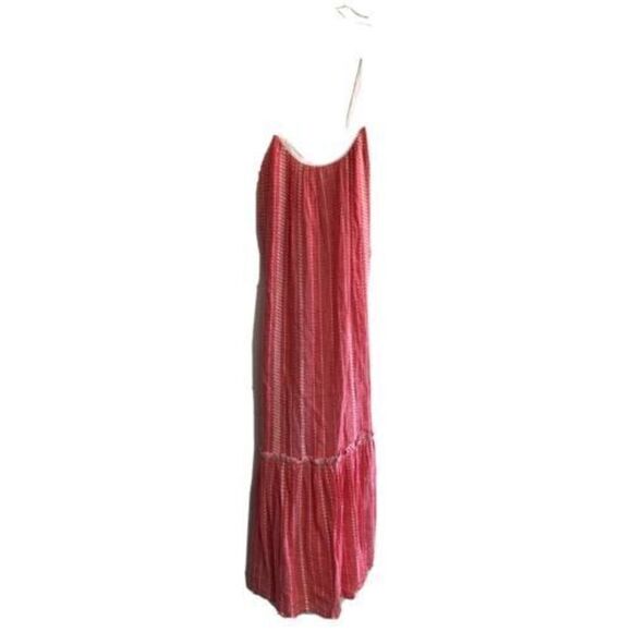 Lemlem By Lily Kebede Ruffle Maxi Dress XS Cross Back Straps Cotton Red - Picture 1 of 11